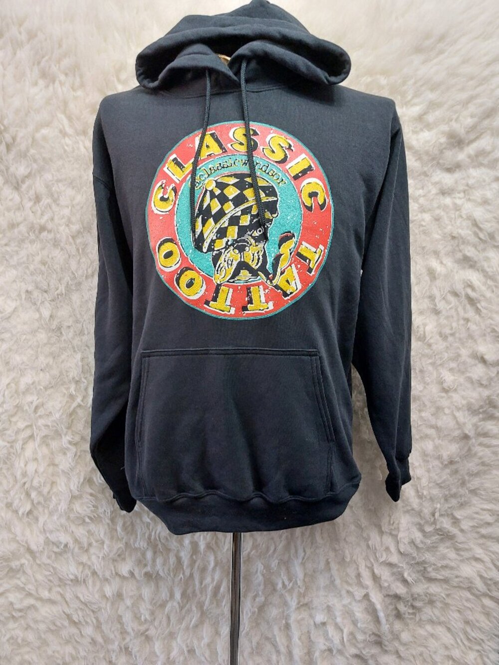 The Authentic T-Shirt Company Charcoal Black Pullover Hoodie Sweatshirt Size L